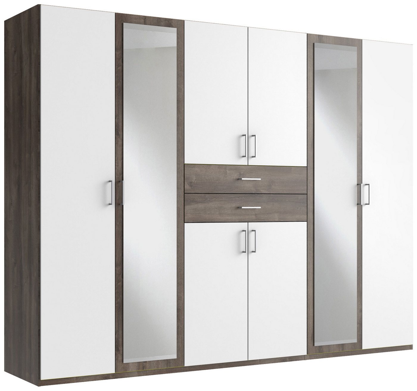 Stylefy Drehtürenschrank Vienna (Kleiderschrank, Mehrzweckschrank) 8-türig, aus Holzwerkstoff, mit Spiegel, Modern Design, viel Stauraum, variabel stellbar, Metall, mit Schubladen von Stylefy