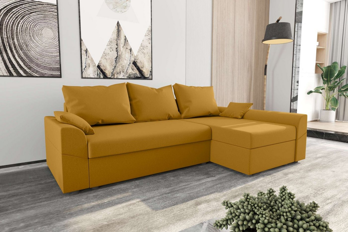 Stylefy Ecksofa Aurora, L-Form, Eckcouch, Sofa, Sitzkomfort, mit Bettfunktion, mit Bettkasten, Modern Design von Stylefy