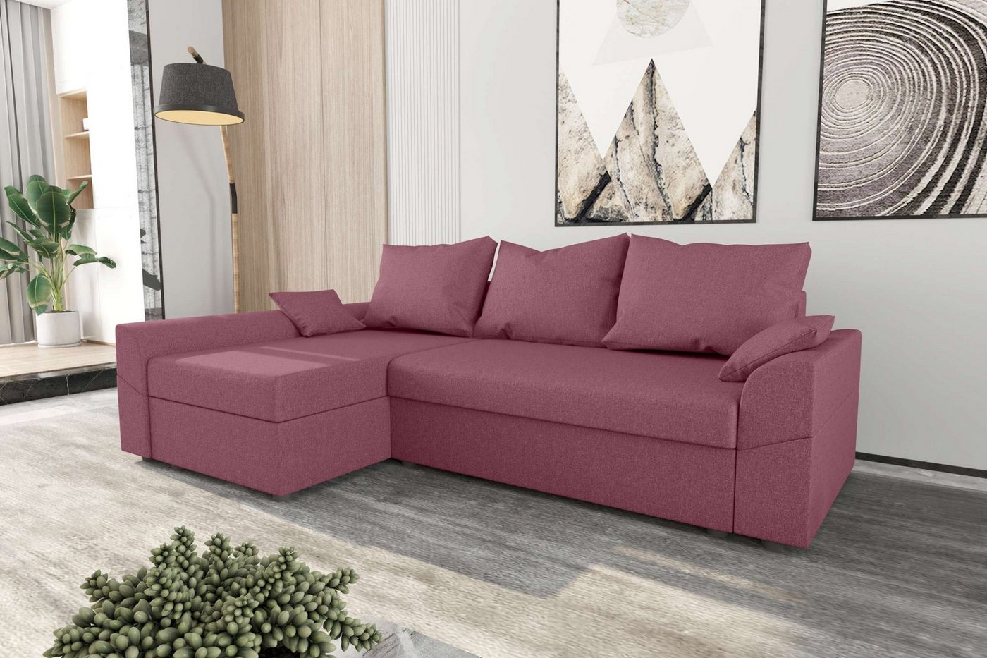 99rooms Ecksofa Aurora, L-Form, Eckcouch, Sofa, Sitzkomfort, mit Bettfunktion, mit Bettkasten, Modern Design von 99rooms