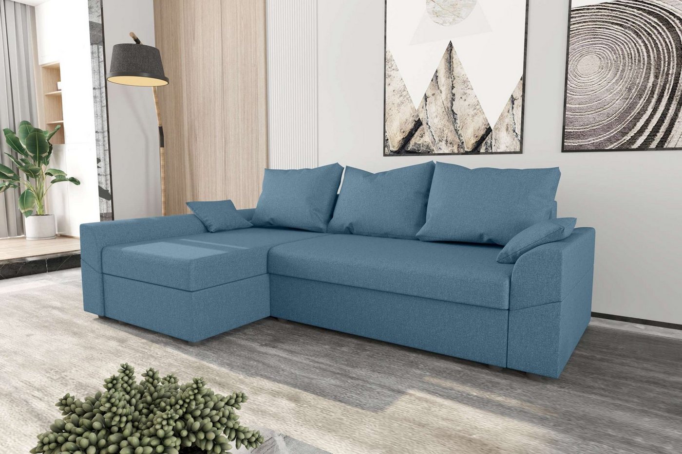 Stylefy Ecksofa Aurora, L-Form, Eckcouch, Sofa, Sitzkomfort, mit Bettfunktion, mit Bettkasten, Modern Design von Stylefy