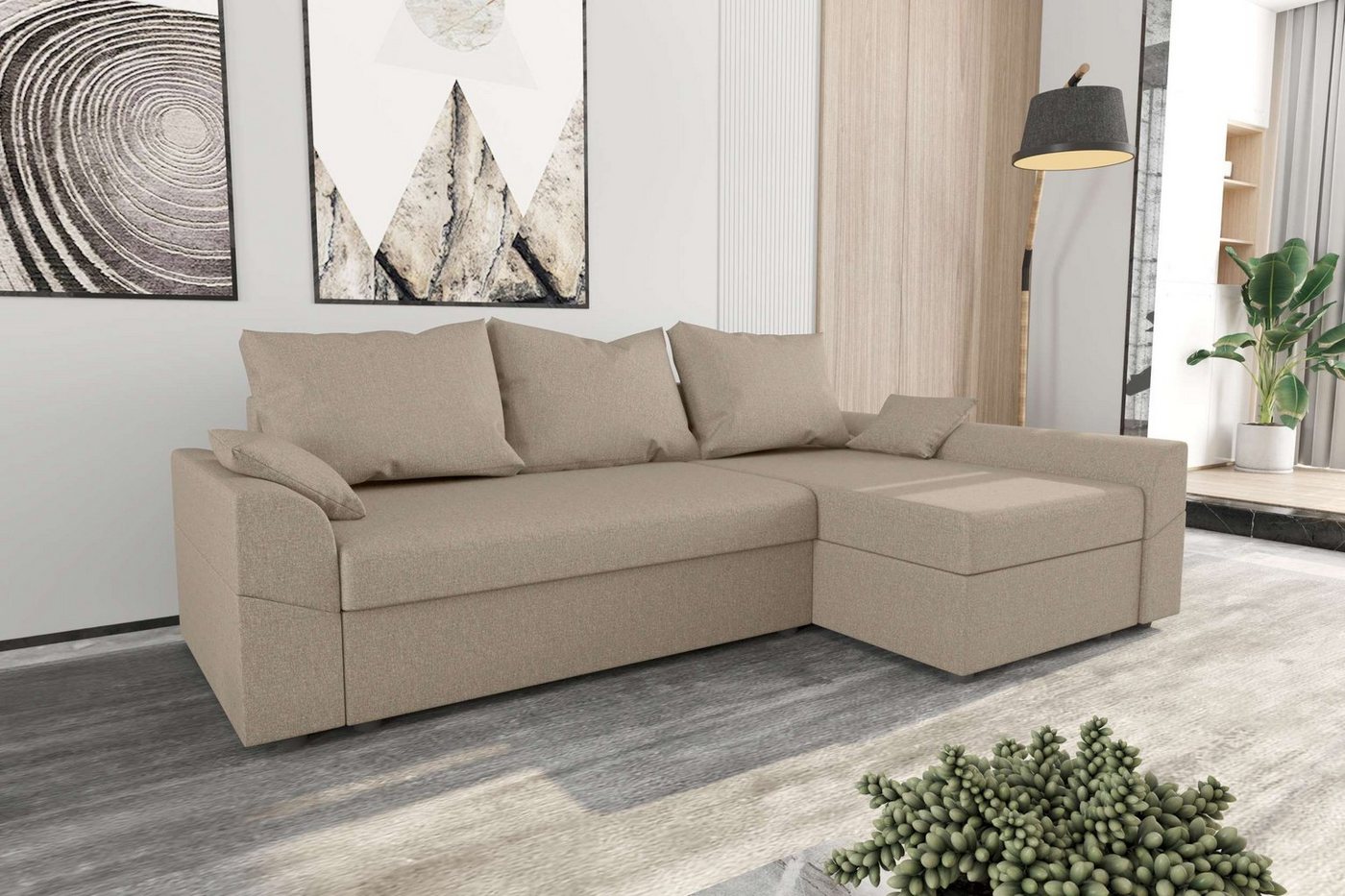 Stylefy Ecksofa Aurora, L-Form, Eckcouch, Sofa, Sitzkomfort, mit Bettfunktion, mit Bettkasten, Modern Design von Stylefy