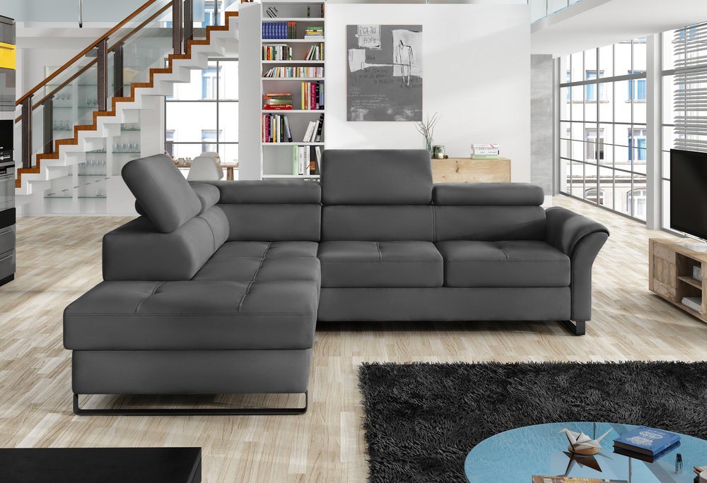 Stylefy Ecksofa Aventine, L-Form, Eckcouch, Ottomane links oder rechts bestellbar, mit Bettkasten und Bettfunktion, Relaxfunktion, inklusive Kopfteilverstellung, Modern Design von Stylefy