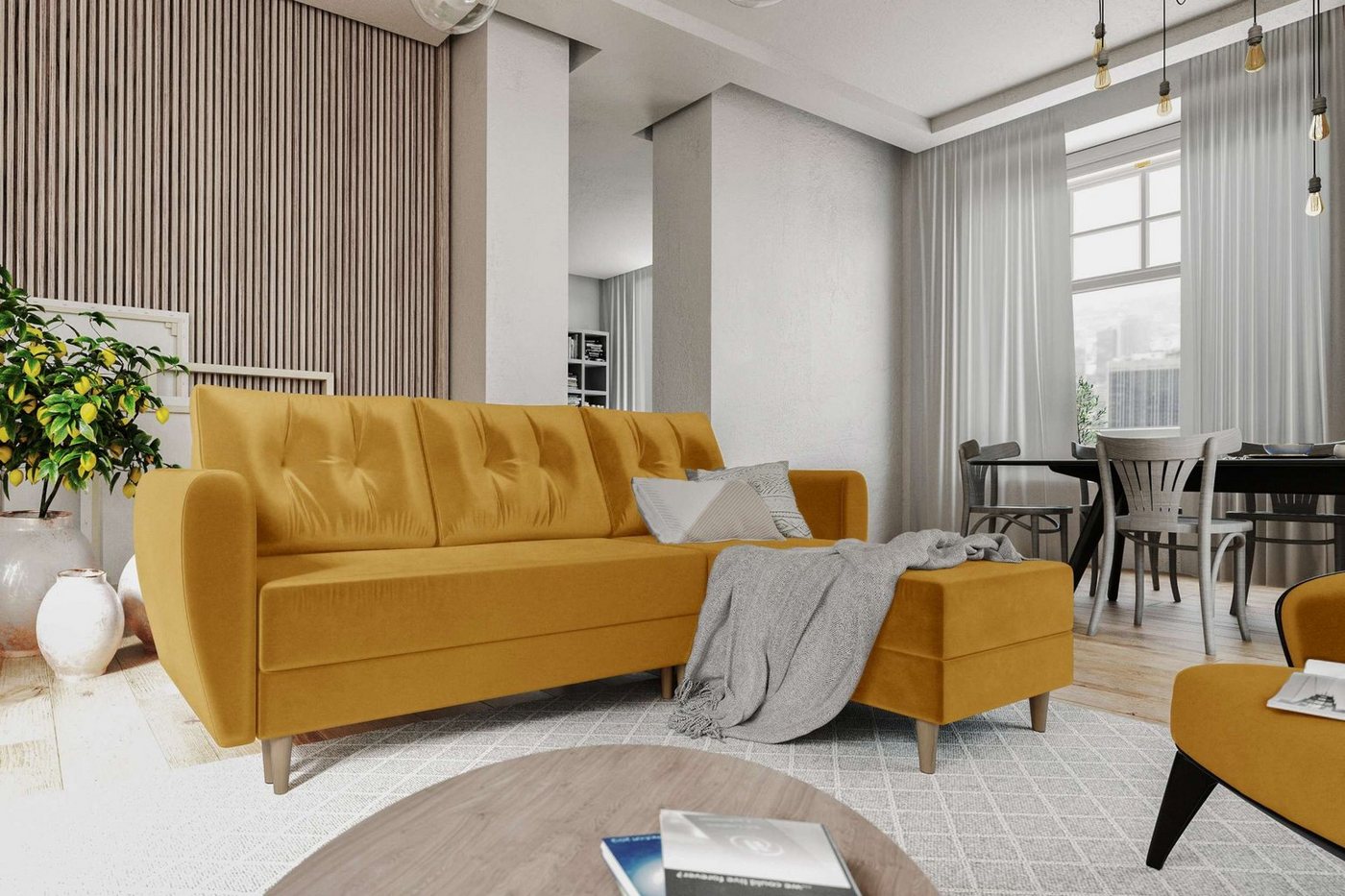 Stylefy Ecksofa Canaria, L-Form, Eckcouch, Sofa, Sitzkomfort, mit Bettfunktion, mit Bettkasten, Modern Design von Stylefy