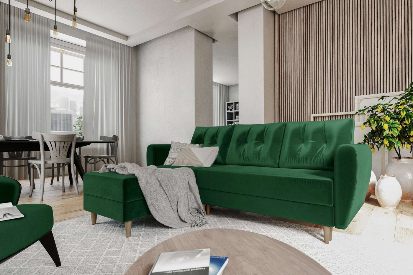 99rooms Ecksofa Canaria, L-Form, Eckcouch, Sofa, Sitzkomfort, mit Bettfunktion, mit Bettkasten, Modern Design von 99rooms