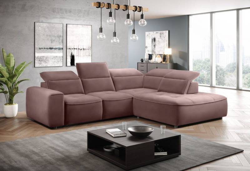 99rooms Ecksofa Colton L, L-Form, Eckcouch, Ottomane links oder rechts bestellbar, mit Bettkasten, Relaxfunktion, inklusive Kopfteil-, Rückenteil- und elektrischer Sitztiefenverstellung, Modern Design von 99rooms