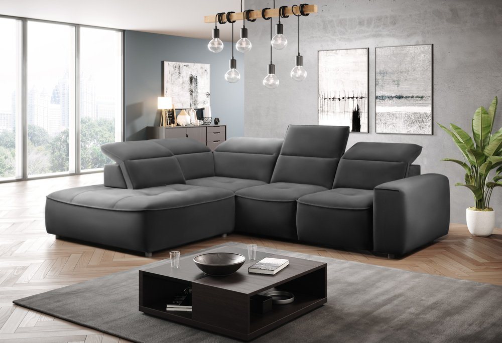 Stylefy Ecksofa Colton L, L-Form, Eckcouch, Ottomane links oder rechts bestellbar, mit Bettkasten, Relaxfunktion, inklusive Kopfteil-, Rückenteil- und elektrischer Sitztiefenverstellung, Modern Design von Stylefy