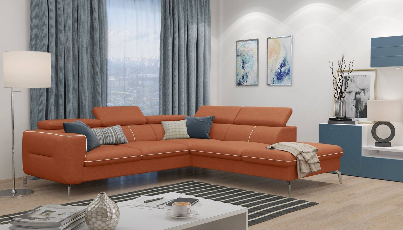 99rooms Ecksofa Diogo, L-Form, Eckcouch, Ottomane links oder rechts bestellbar, inklusive Kopfteilverstellung von 99rooms