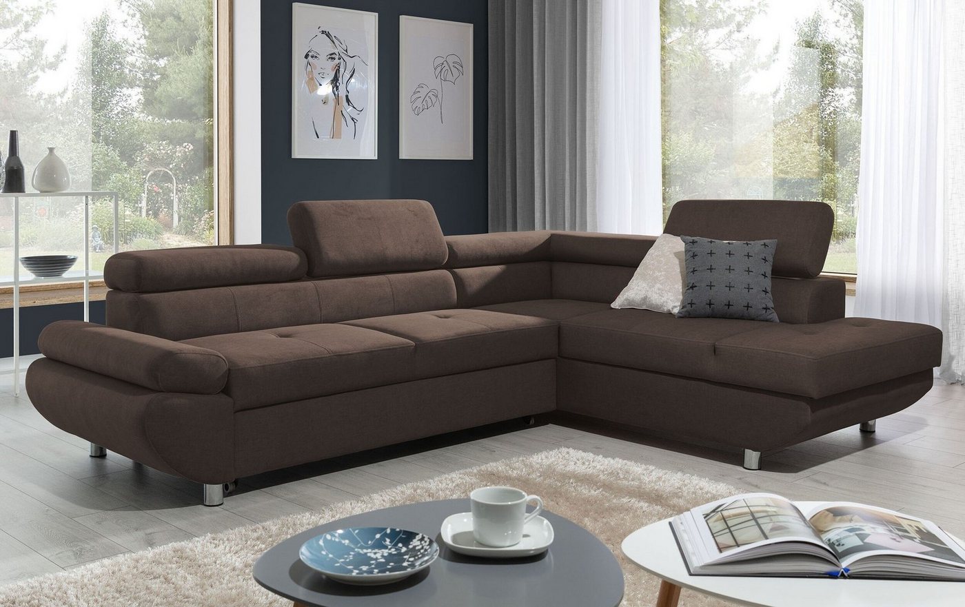 Stylefy Ecksofa Filio, L-Form, Eckcouch, Kopfteilverstellung von Stylefy