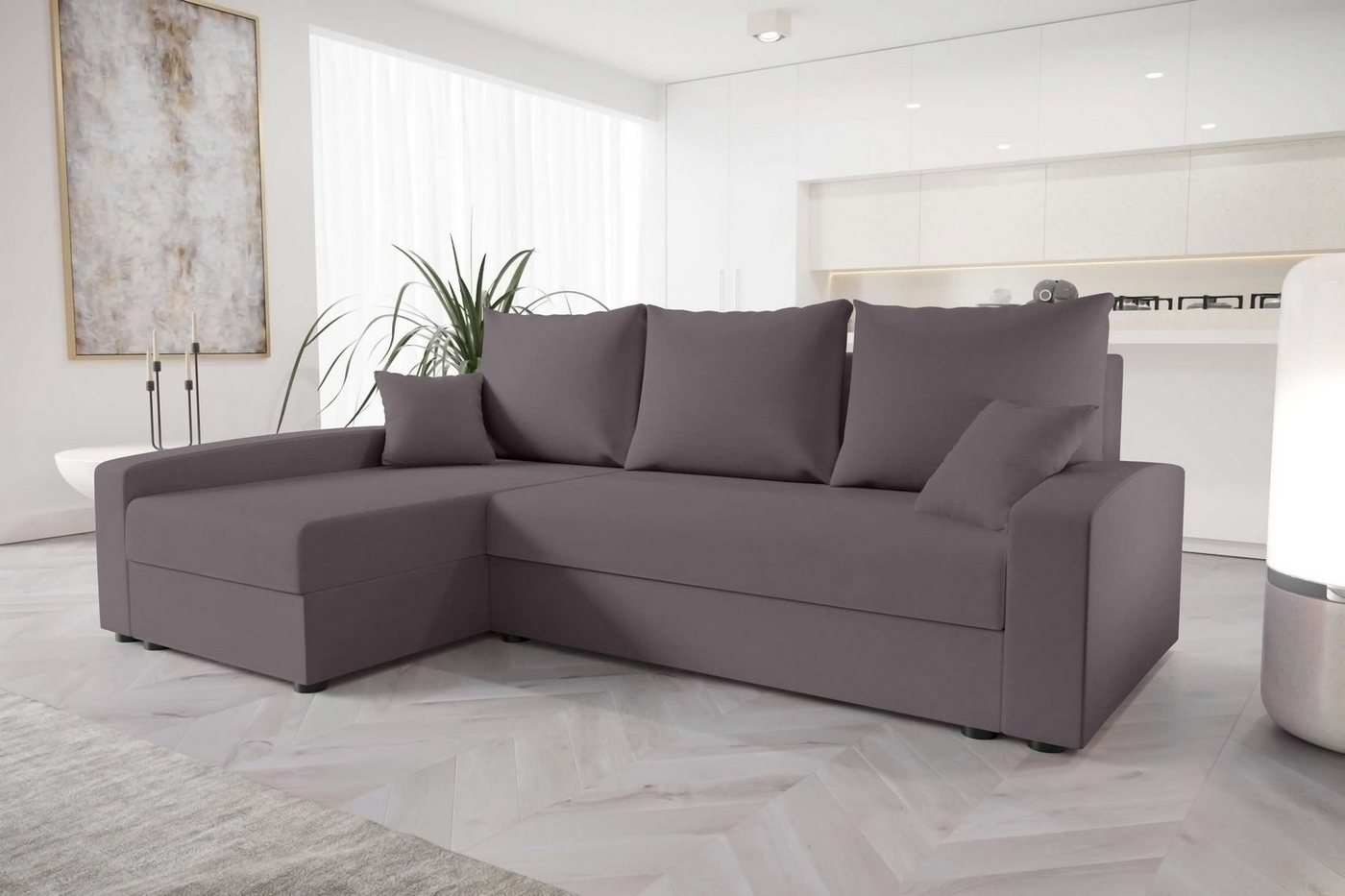 Stylefy Ecksofa Gloria, L-Form, Eckcouch, Sofa, Sitzkomfort, mit Bettfunktion, mit Bettkasten, Modern Design von Stylefy
