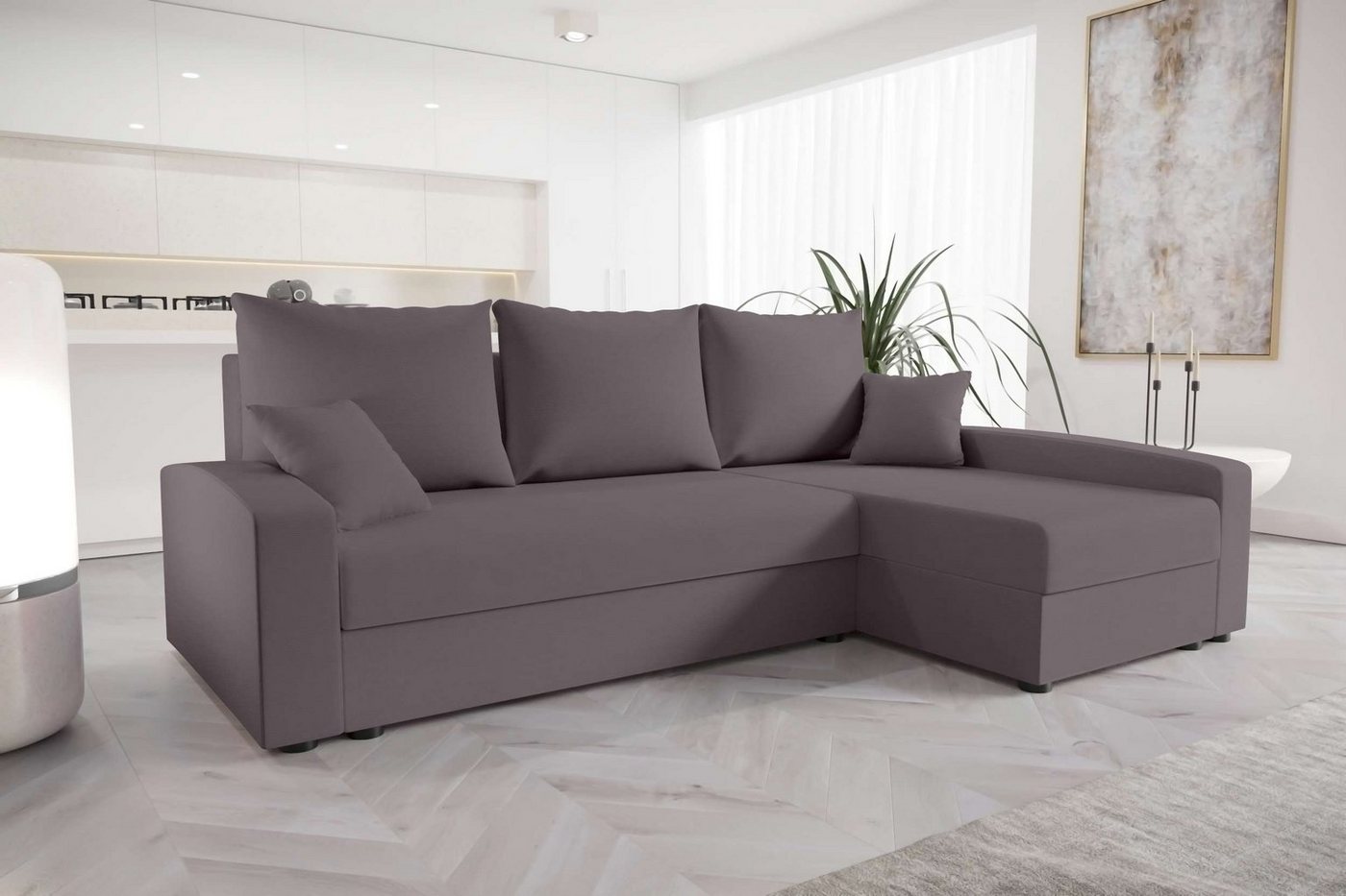 Stylefy Ecksofa Gloria, L-Form, Eckcouch, Sofa, Sitzkomfort, mit Bettfunktion, mit Bettkasten, Modern Design von Stylefy