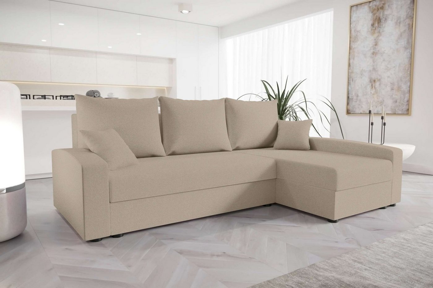 Stylefy Ecksofa Gloria, L-Form, Eckcouch, Sofa, Sitzkomfort, mit Bettfunktion, mit Bettkasten, Modern Design von Stylefy