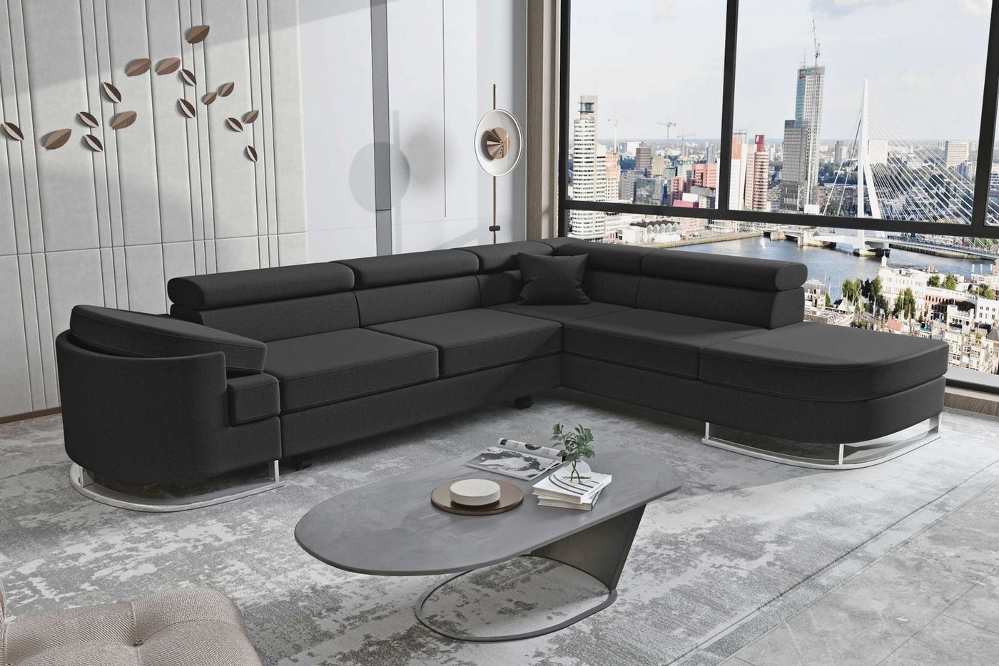 Stylefy Ecksofa Ice, Eckcouch, Schlafsofa, Ottomane links oder rechts bestellbar, mit Bettfunktion, Bettkasten von Stylefy