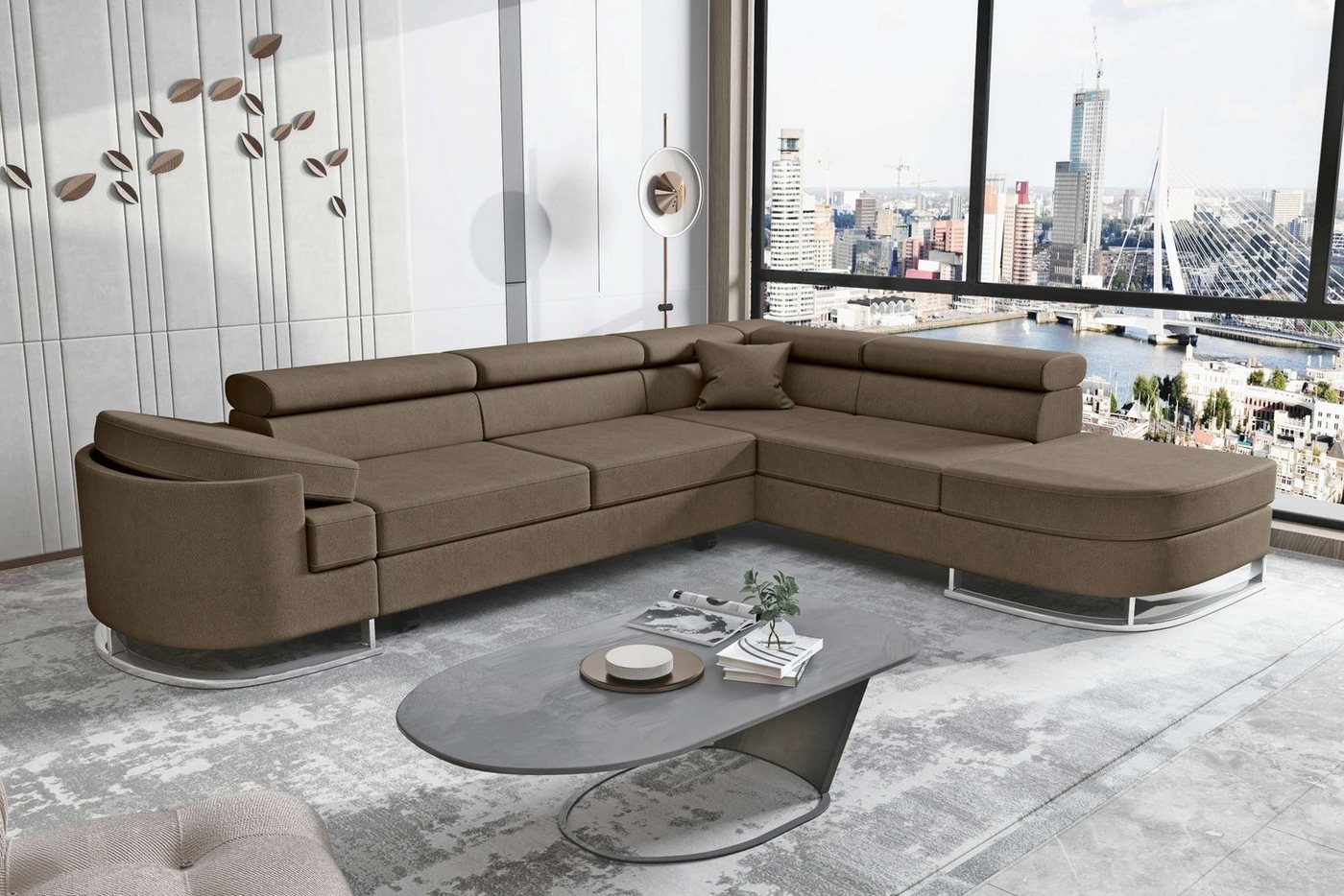 Stylefy Ecksofa Ice, Eckcouch, Schlafsofa, Ottomane links oder rechts bestellbar, mit Bettfunktion, Bettkasten von Stylefy