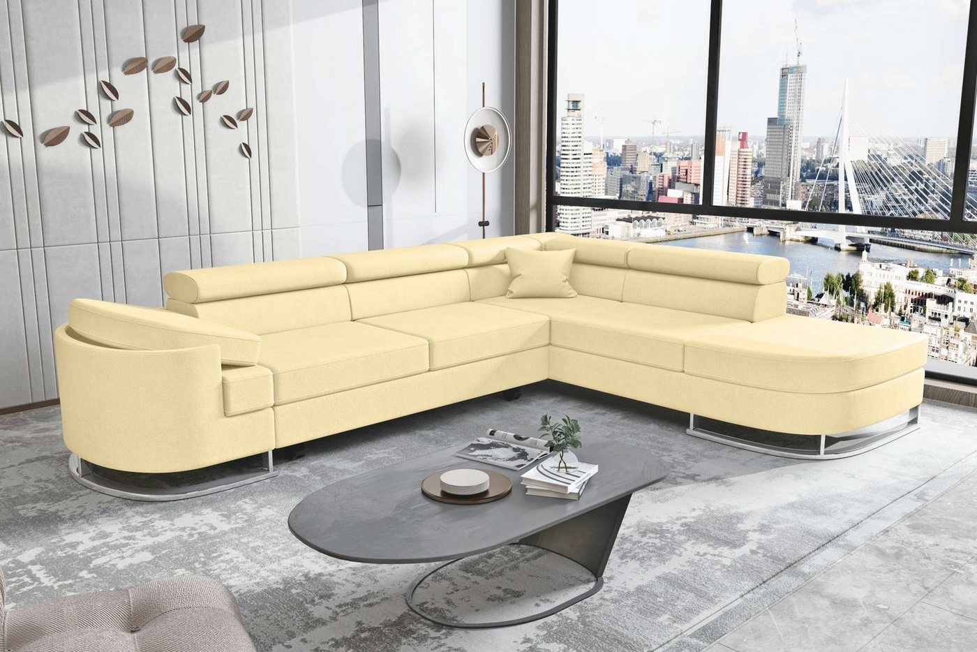 Stylefy Ecksofa Ice, Eckcouch, Schlafsofa, Ottomane links oder rechts bestellbar, mit Bettfunktion, Bettkasten von Stylefy