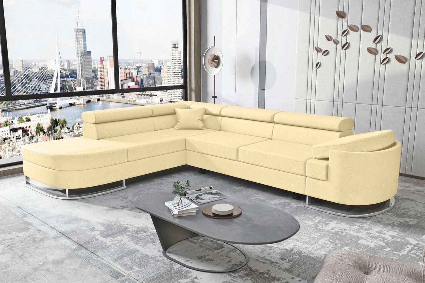 Stylefy Ecksofa Ice, Eckcouch, Schlafsofa, Ottomane links oder rechts bestellbar, mit Bettfunktion, Bettkasten von Stylefy