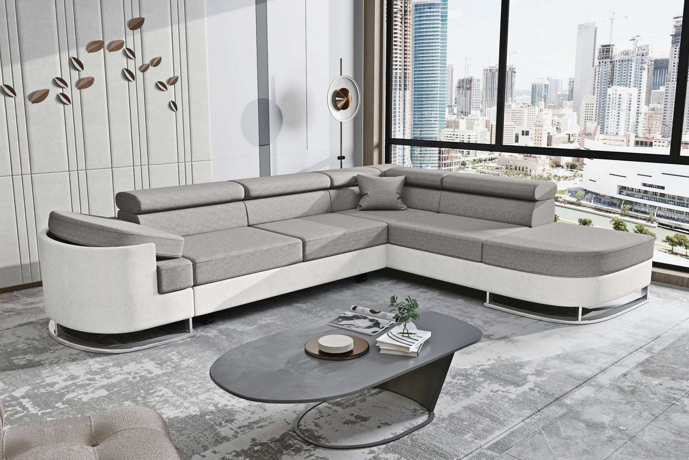 Stylefy Ecksofa Ice, Eckcouch, Schlafsofa, Ottomane links oder rechts bestellbar, mit Bettfunktion, Bettkasten von Stylefy