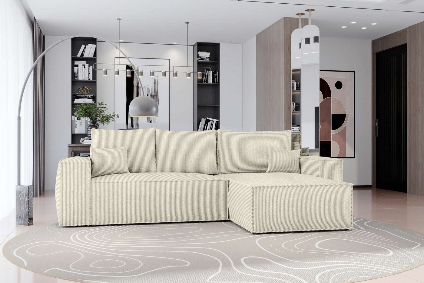 Stylefy Ecksofa Lydia, L-Form, Eckcouch, Ottomane links oder rechts bestellbar, mit Bettfunktion, Modern von Stylefy