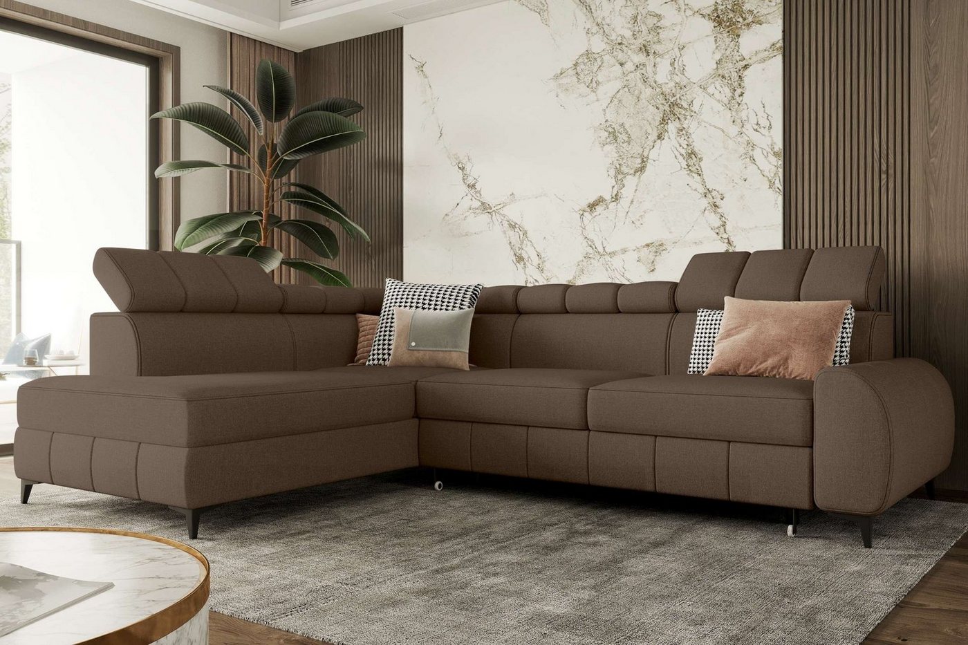 Stylefy Ecksofa Lyna, L-Form, Eckcouch, Ottomane links oder rechts bestellbar, mit Bettfunktion, Modern von Stylefy