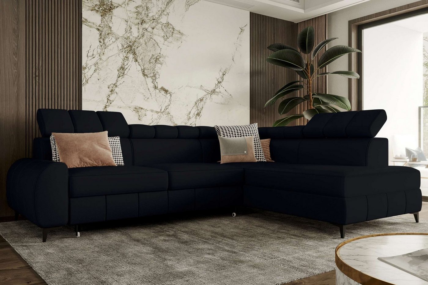 Stylefy Ecksofa Lyna, L-Form, Eckcouch, Ottomane links oder rechts bestellbar, mit Bettfunktion, Modern von Stylefy