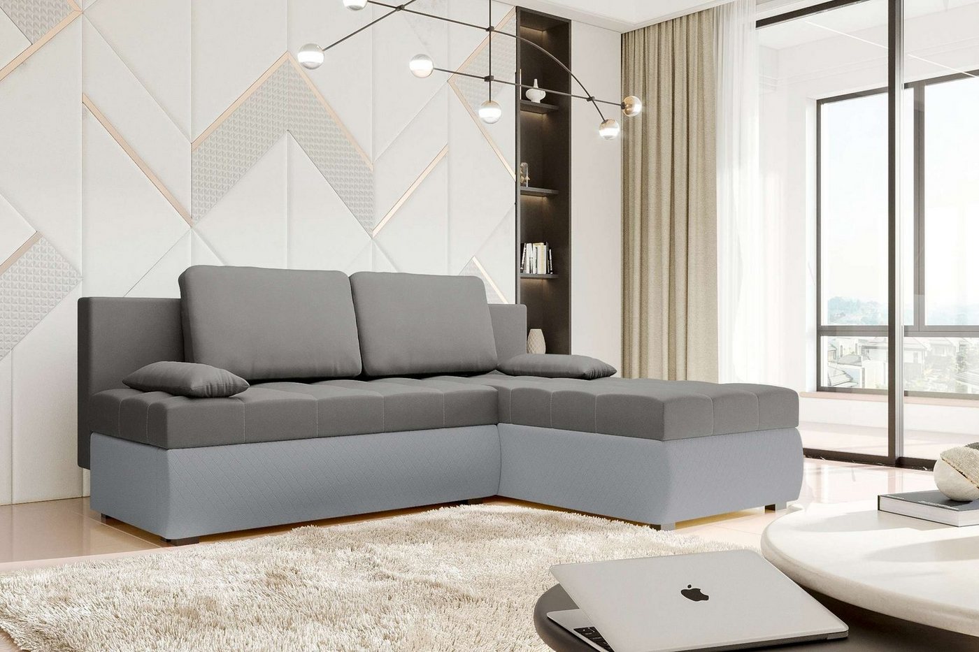 99rooms Ecksofa Melanie, L-Form, Eckcouch, Sofa, Sitzkomfort, mit Bettfunktion, mit Bettkasten, Modern Design von 99rooms