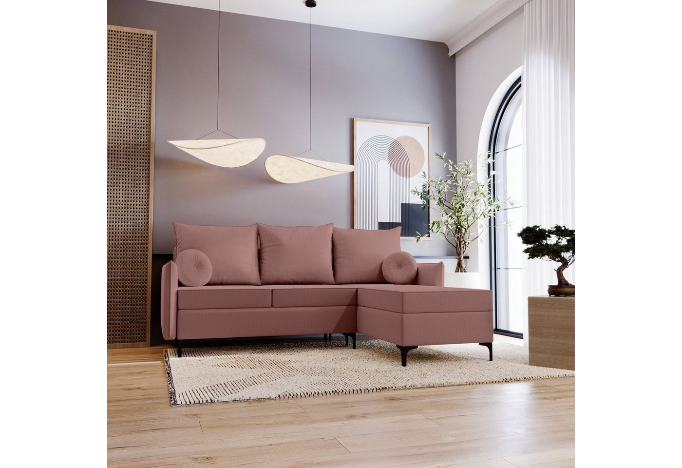 Stylefy Ecksofa Melissa mit Schlaffunktion, L-Form, Eckcouch, Ottomane links oder rechts bestellbar, mit Bettfunktion, Modern von Stylefy