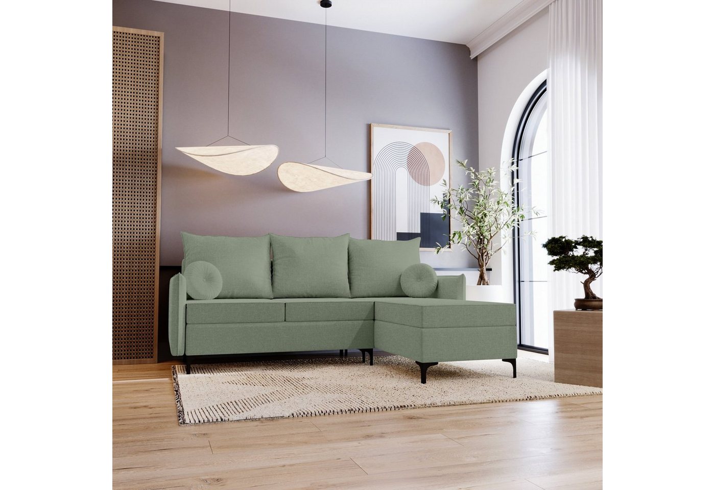 Stylefy Ecksofa Melissa mit Schlaffunktion, L-Form, Eckcouch, Ottomane links oder rechts bestellbar, mit Bettfunktion, Modern von Stylefy