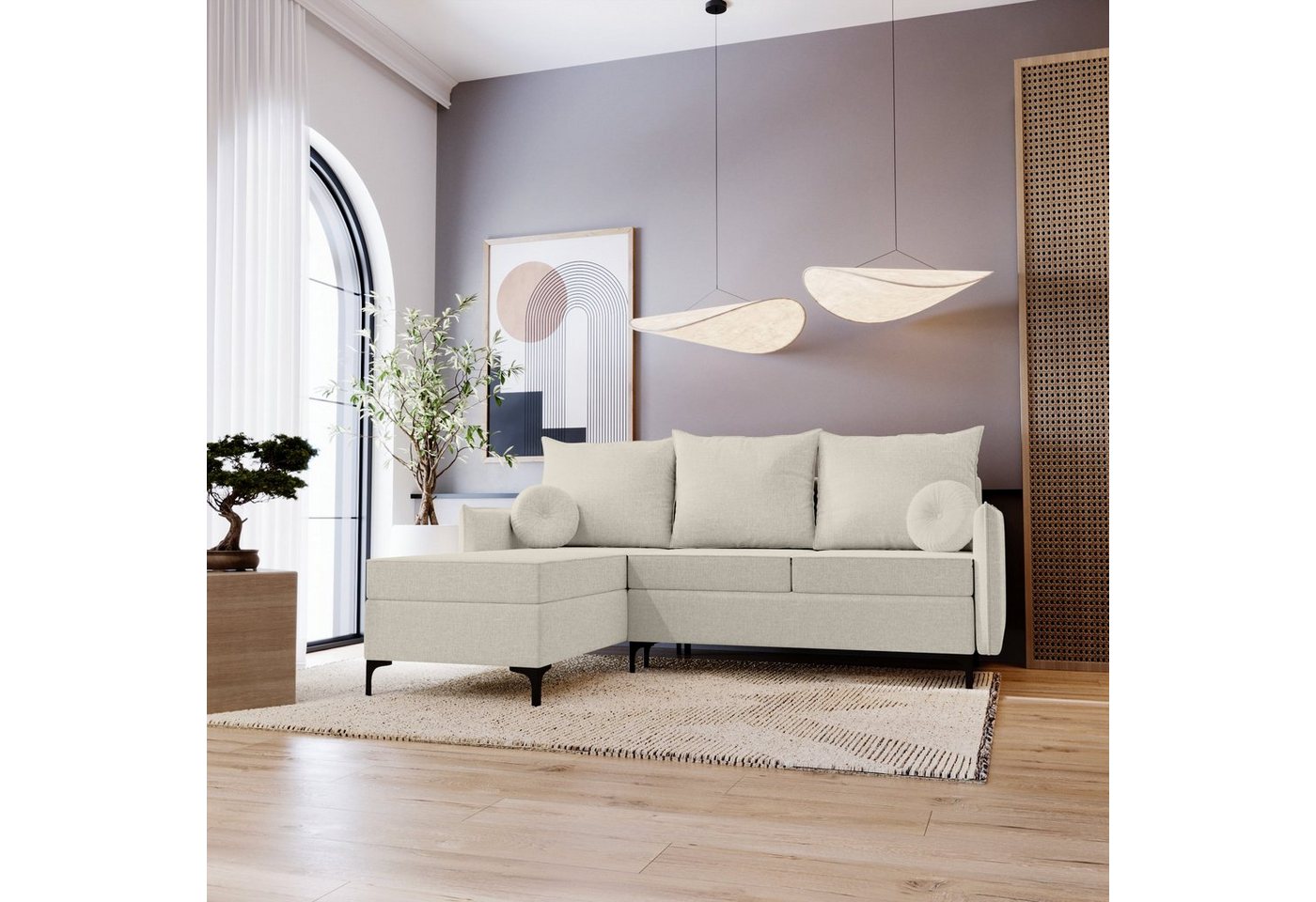 Stylefy Ecksofa Melissa mit Schlaffunktion, L-Form, Eckcouch, Ottomane links oder rechts bestellbar, mit Bettfunktion, Modern von Stylefy