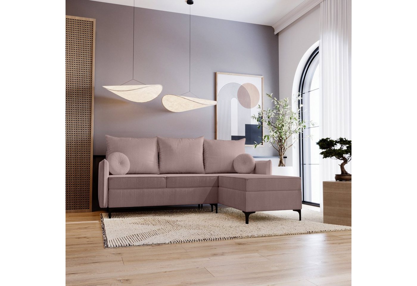 Stylefy Ecksofa Melissa mit Schlaffunktion, L-Form, Eckcouch, Ottomane links oder rechts bestellbar, mit Bettfunktion, Modern von Stylefy