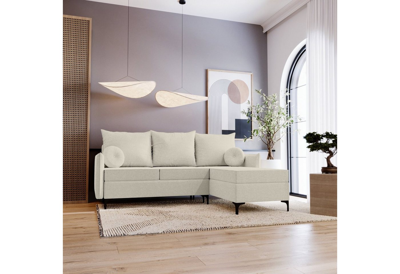 Stylefy Ecksofa Melissa mit Schlaffunktion, L-Form, Eckcouch, Ottomane links oder rechts bestellbar, mit Bettfunktion, Modern von Stylefy