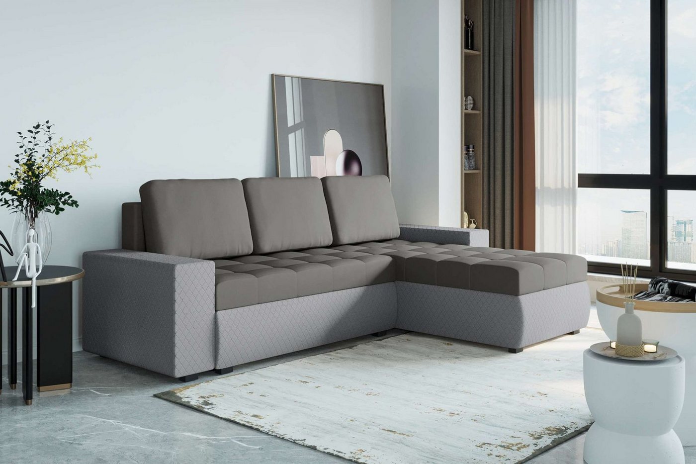 99rooms Ecksofa Miranda, L-Form, Eckcouch, Sofa, Sitzkomfort, mit Bettfunktion, mit Bettkasten, Modern Design von 99rooms