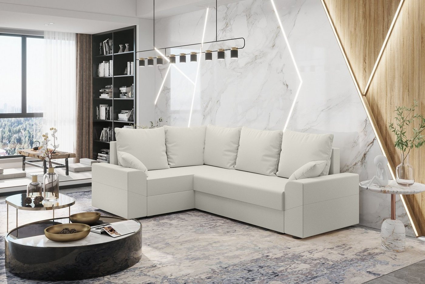 Stylefy Ecksofa Montero, L-Form, Eckcouch, Sofa, Sitzkomfort, mit Bettfunktion, mit Bettkasten, Modern Design von Stylefy