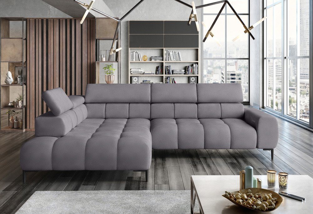 99rooms Ecksofa Plazetti, L-Form, Eckcouch, Ottomane links oder rechts bestellbar, mit Relaxfunktion, inklusive Rückenteil-, Kopfteil- und elektrischer Sitztiefenverstellung, Modern Design von 99rooms