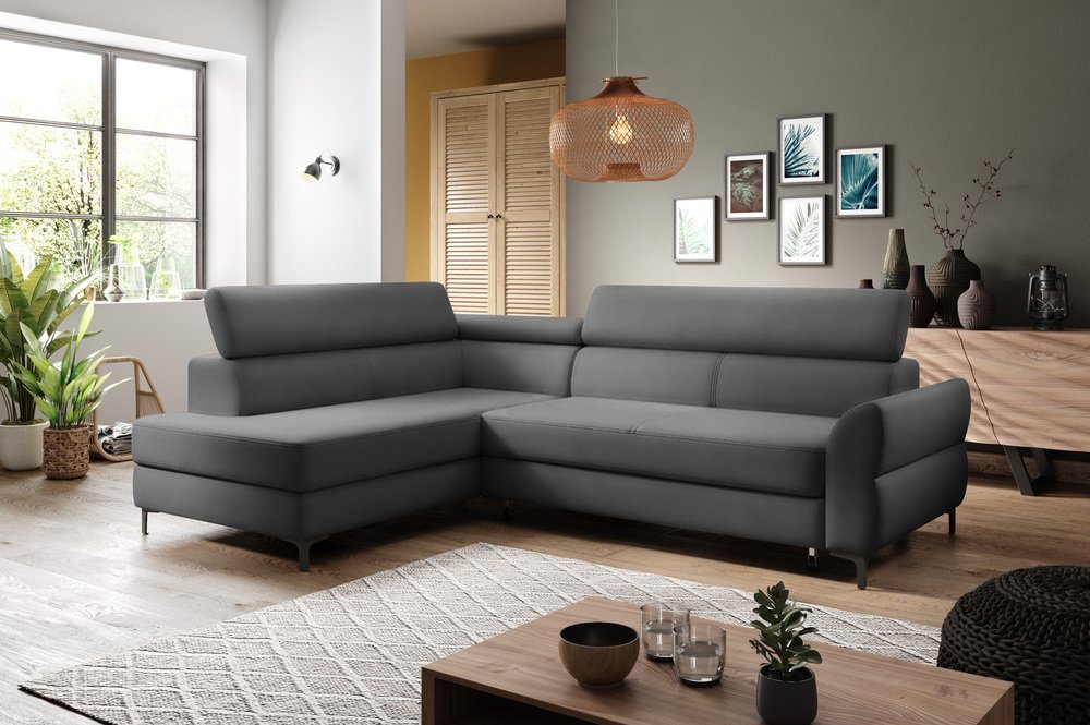 Stylefy Ecksofa Remondini, L-Form, Eckcouch, Ottomane links oder rechts bestellbar, mit Bettfunktion und Bettkasten, Relaxfunktion, Modern Design von Stylefy