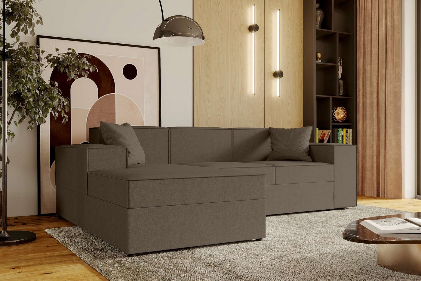 Stylefy Ecksofa Theodor, L-Form, Eckcouch, Ottomane links oder rechts bestellbar, mit Bettfunktion, Modern von Stylefy