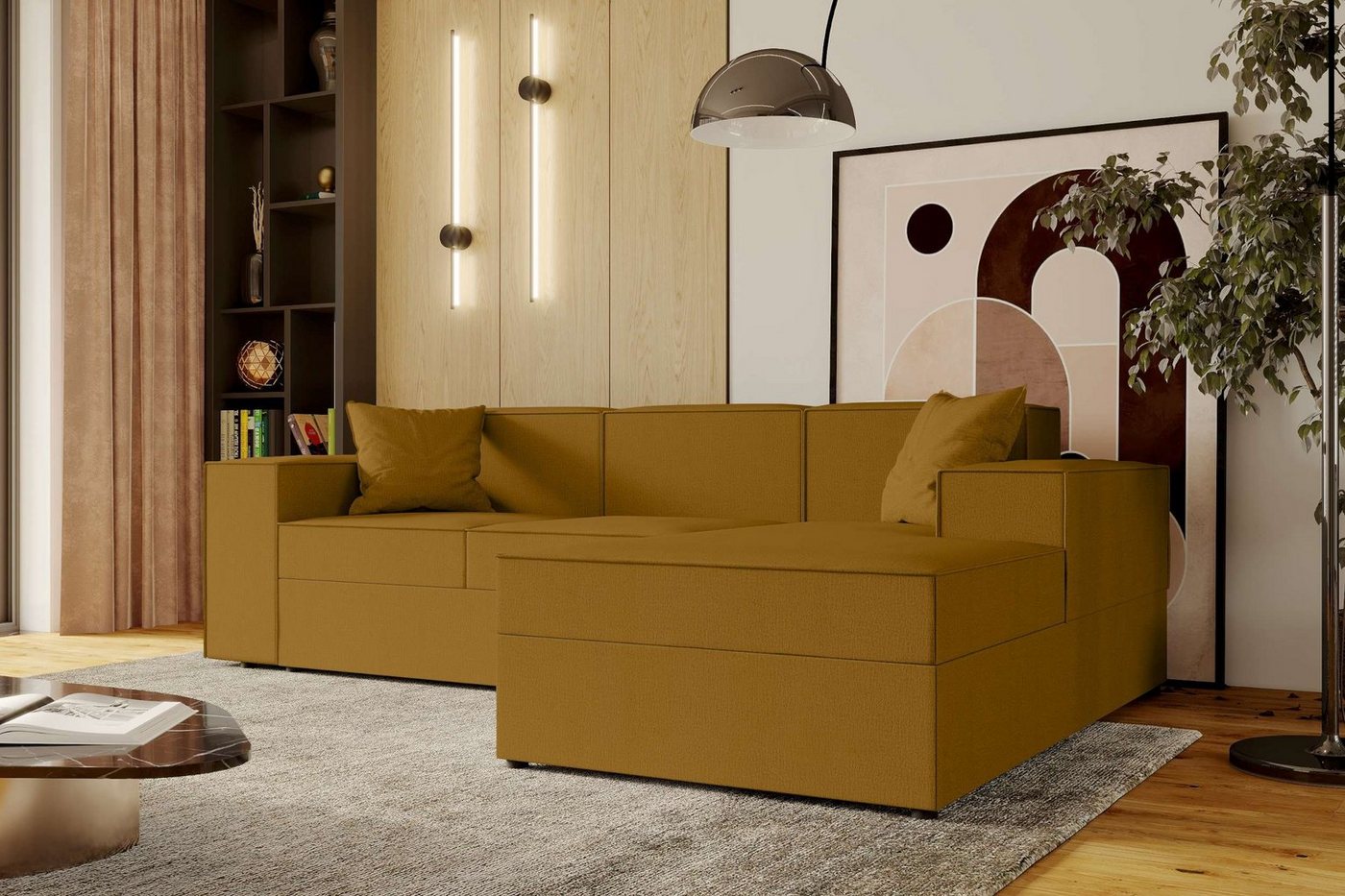 Stylefy Ecksofa Theodor, L-Form, Eckcouch, Ottomane links oder rechts bestellbar, mit Bettfunktion, Modern von Stylefy