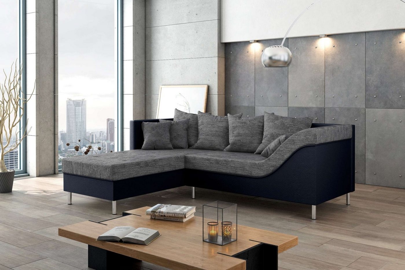 Stylefy Ecksofa Toffi, L-Form, Eckcouch, Ottomane links oder rechts bestellbar, inklusive Kissen, Modern Design, frei im Raum stellbar von Stylefy