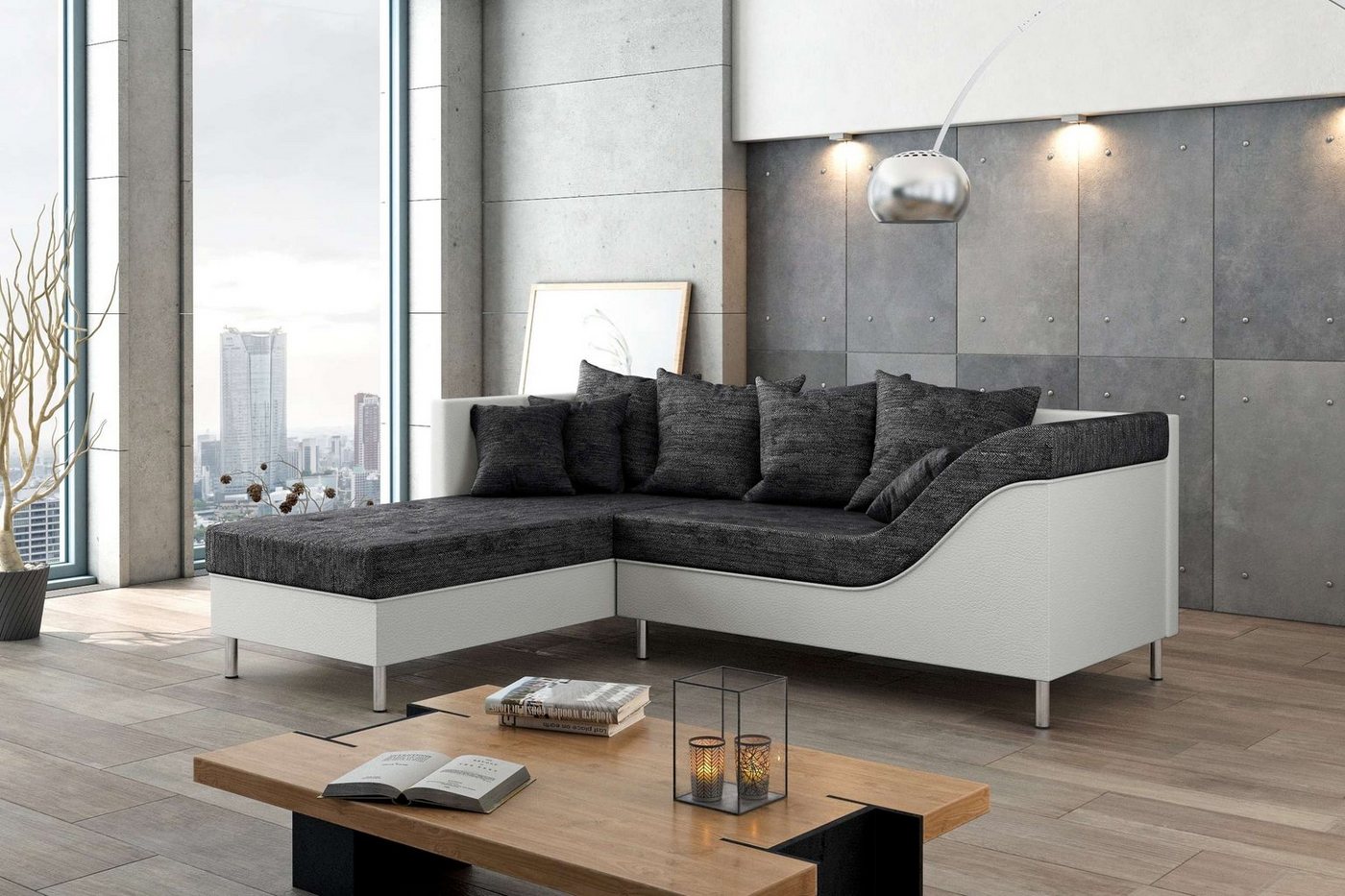 Stylefy Ecksofa Toffi, L-Form, Eckcouch, Ottomane links oder rechts bestellbar, inklusive Kissen, Modern Design, frei im Raum stellbar von Stylefy