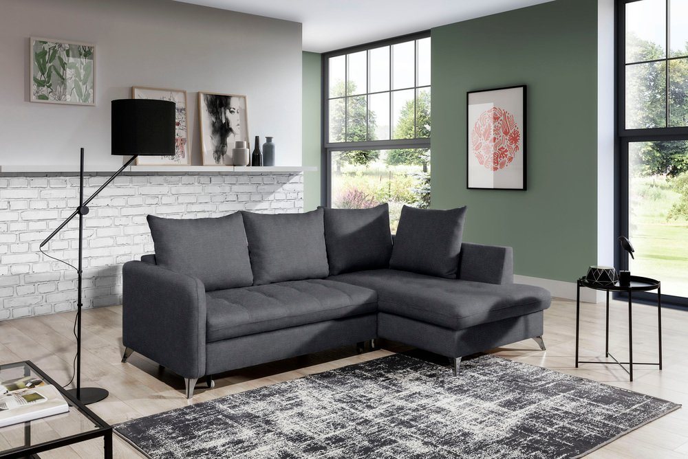 Stylefy Ecksofa Torello, L-Form, Eckcouch, Kissen von Stylefy