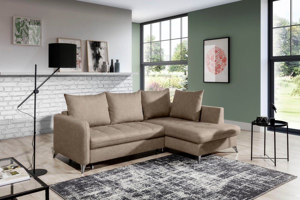 Stylefy Ecksofa Torello, L-Form, Eckcouch, Kissen von Stylefy