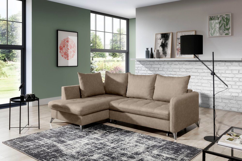 Stylefy Ecksofa Torello, L-Form, Eckcouch, Kissen von Stylefy