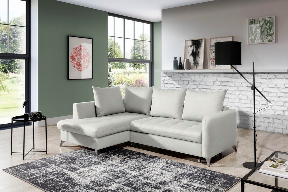 Stylefy Ecksofa Torello, L-Form, Eckcouch, Kissen von Stylefy