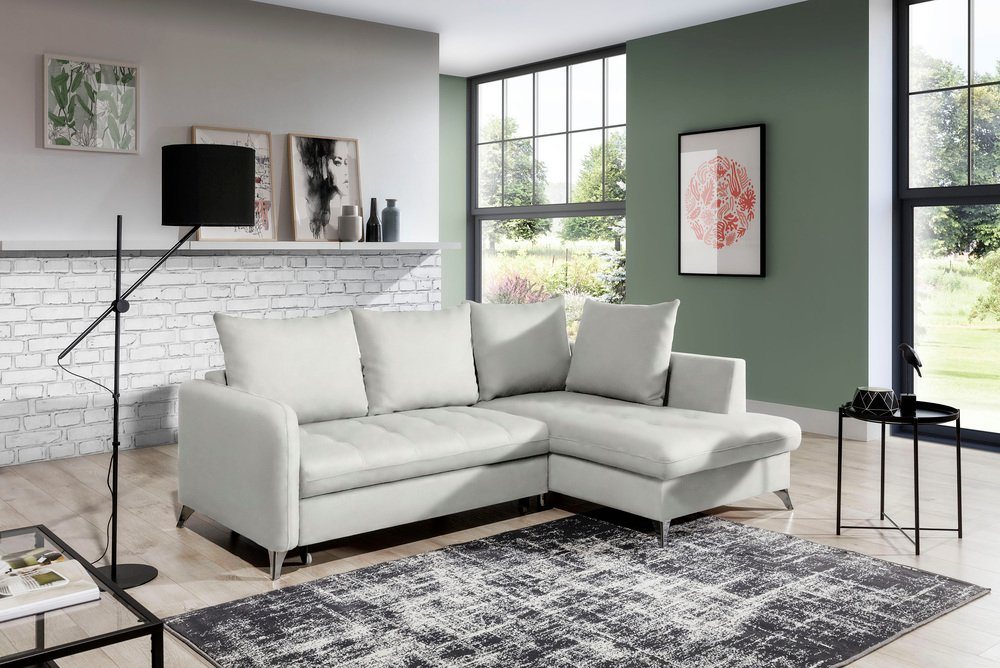 Stylefy Ecksofa Torello, L-Form, Eckcouch, Kissen von Stylefy