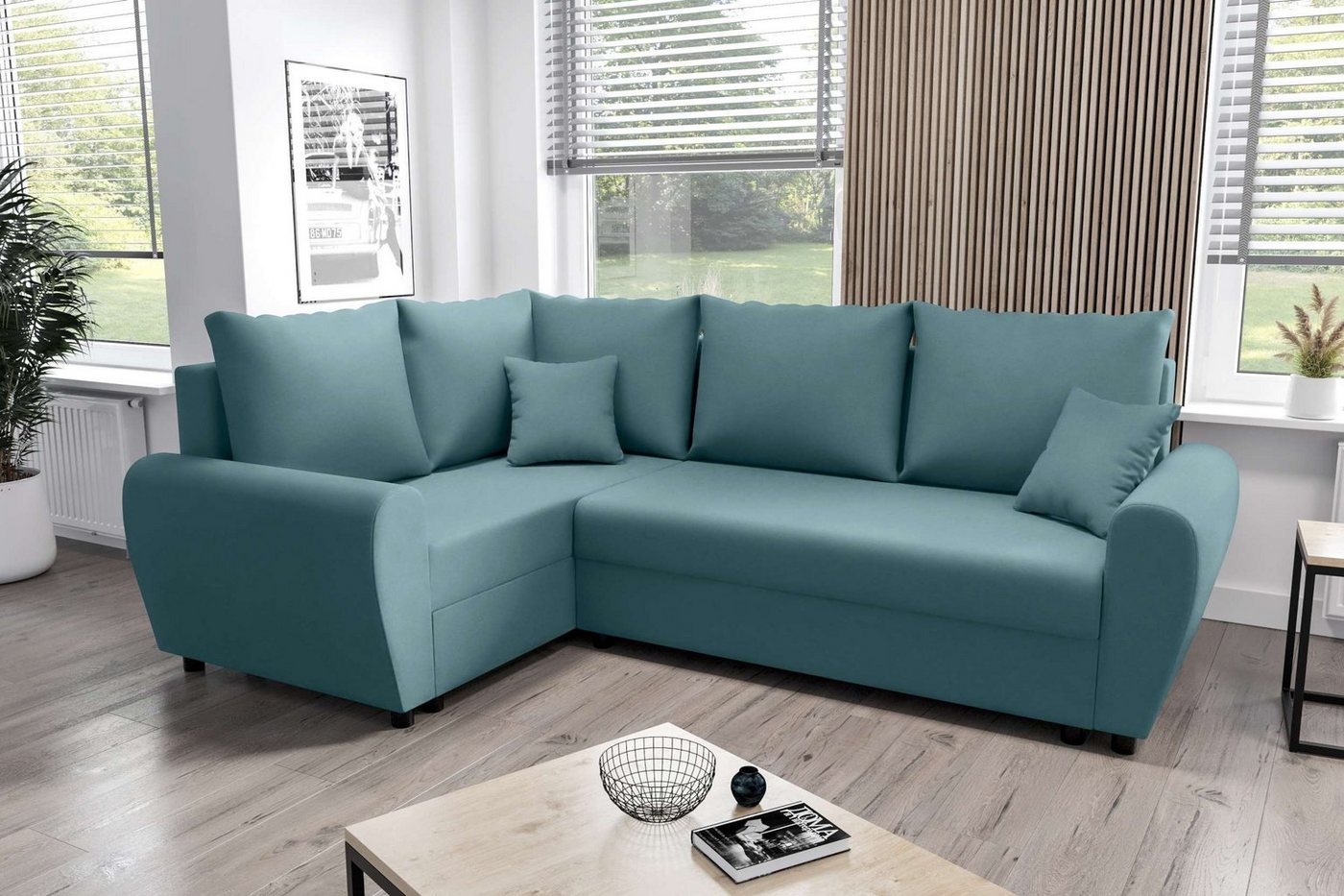 Stylefy Ecksofa Valence, L-Form, Eckcouch, Sofa, Sitzkomfort, mit Bettfunktion, mit Bettkasten, Modern Design von Stylefy