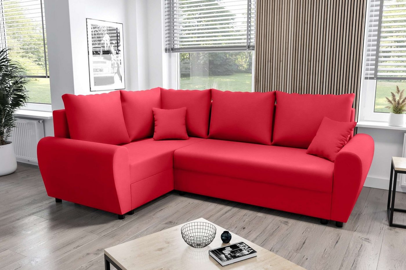 Stylefy Ecksofa Valence, L-Form, Eckcouch, Sofa, Sitzkomfort, mit Bettfunktion, mit Bettkasten, Modern Design von Stylefy