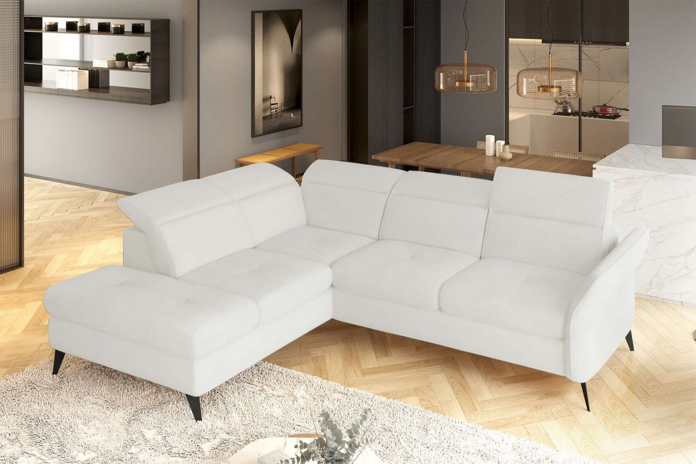 Stylefy Ecksofa Valentino, L-Form, Eckcouch, Sitztiefenverstellung von Stylefy