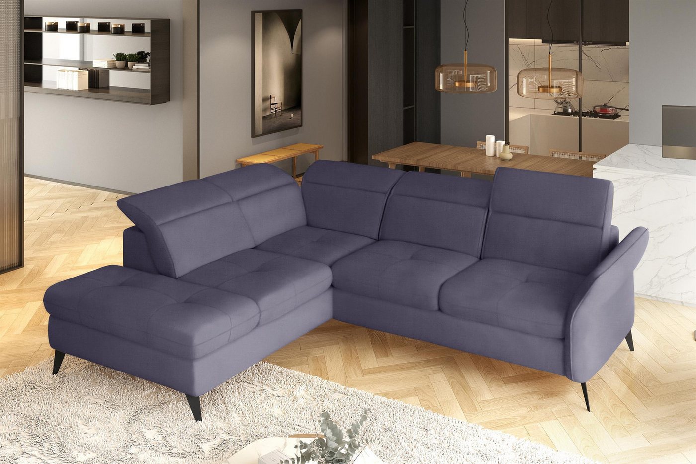 Stylefy Ecksofa Valentino, L-Form, Eckcouch, Sitztiefenverstellung von Stylefy