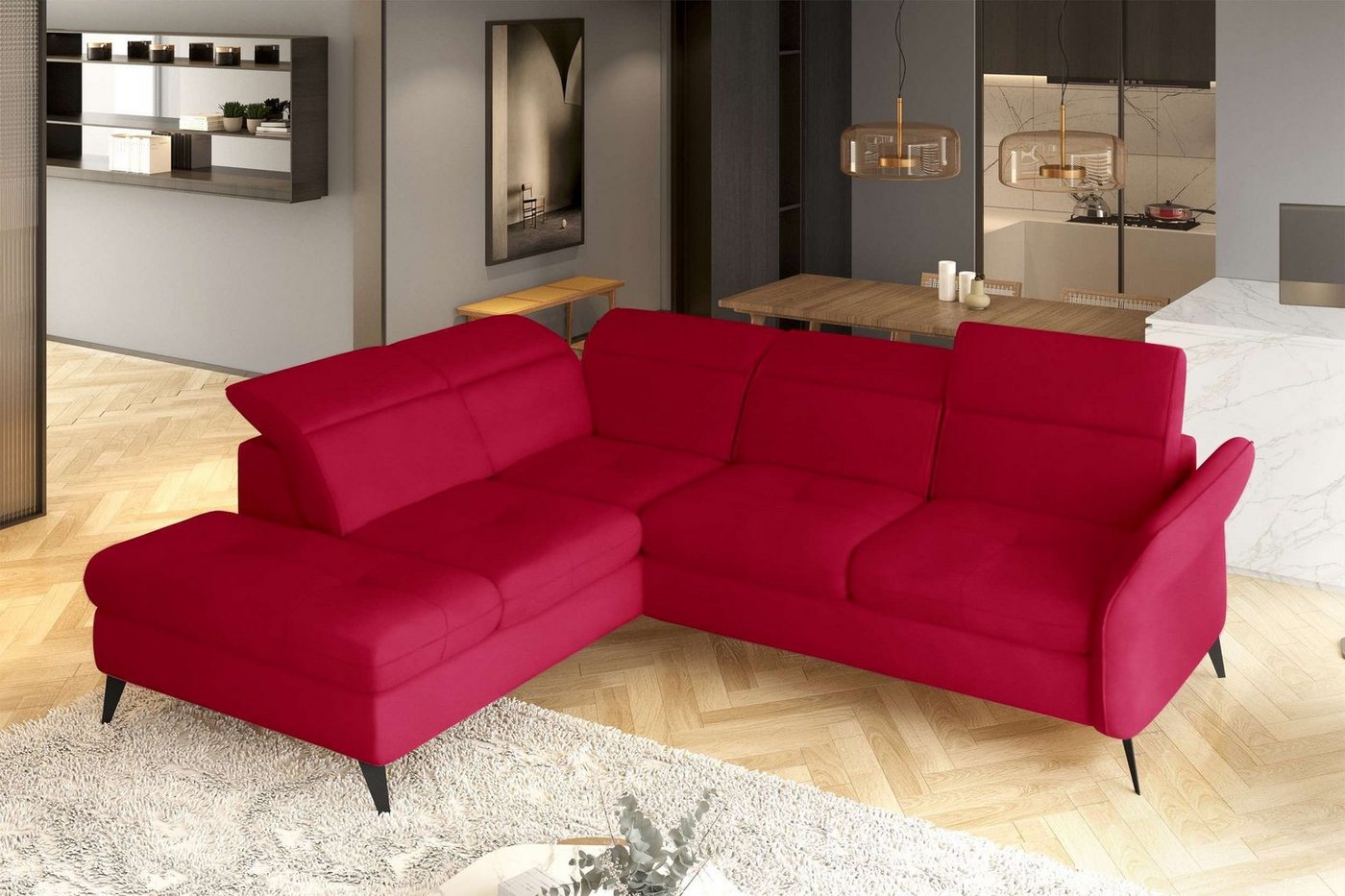 Stylefy Ecksofa Valentino, L-Form, Eckcouch, Sitztiefenverstellung von Stylefy