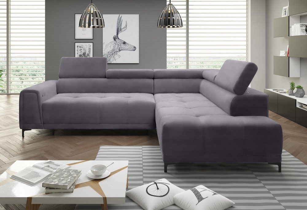 99rooms Ecksofa Volter, L-Form, Eckcouch, Ottomane links oder rechts bestellbar, mit Relaxfunktion, inklusive Kopfteil- und elektrischer Sitztiefenverstellung, Modern Design von 99rooms