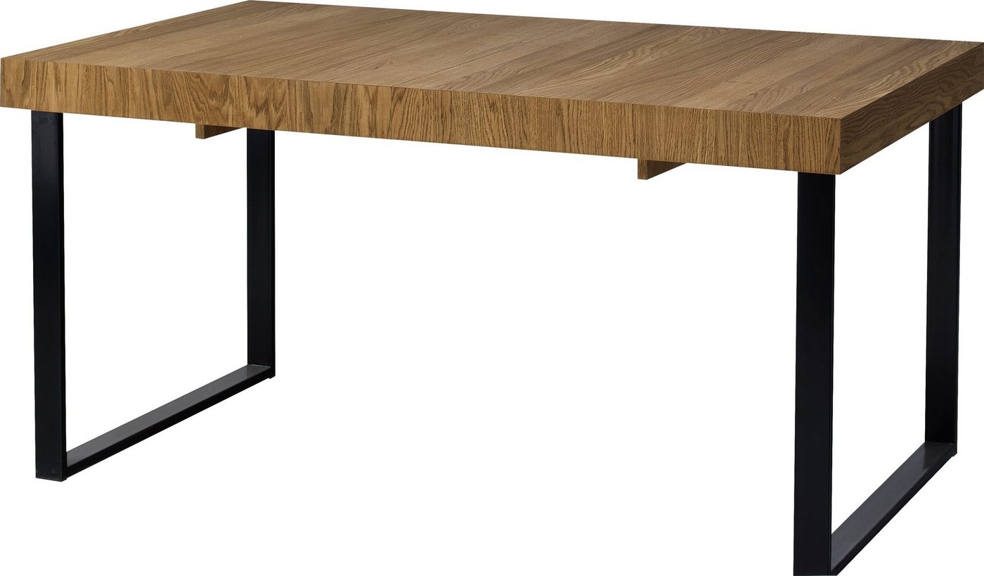 Stylefy Esstisch Marakesh Massivholz Honig Eiche Schwarz Matt (Esstisch, Tisch), aus Massivholz, ausziehbar, rechteckig, Skandinavisch Design, Metall von Stylefy