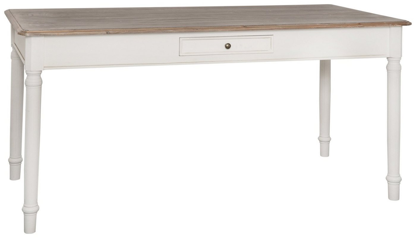 Stylefy Esstisch Ravenna Pappel Weiß Hellbraun (Esstisch, Tisch), aus Massivholz, rechteckig, mit Schublade, viel Stauraum, Landhausstil von Stylefy